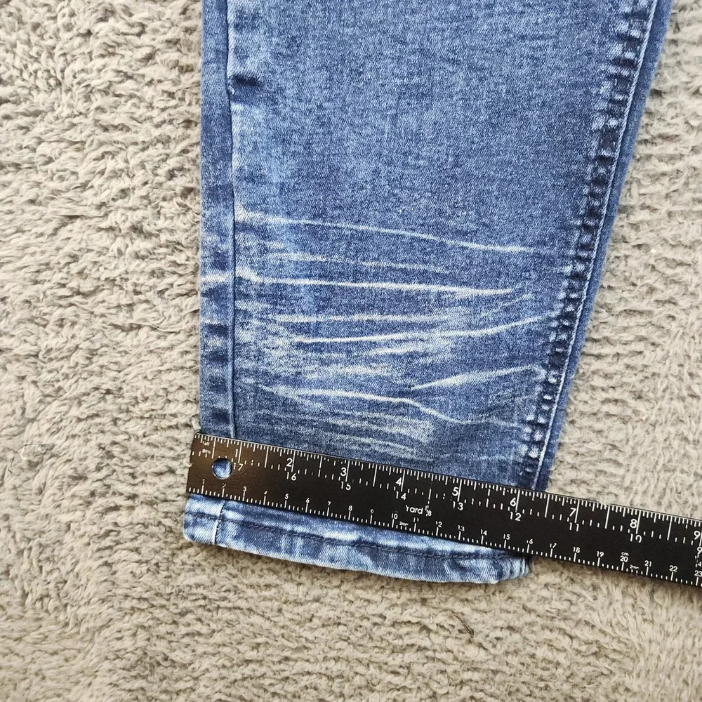 Encrypted Jeans Mens 38x32 Blue Distressed Ripped Moto Biker Denim Knee Panel